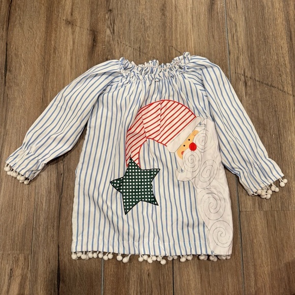 Other - Girls Christmas Santa Striped Long Sleeve Dress size 3